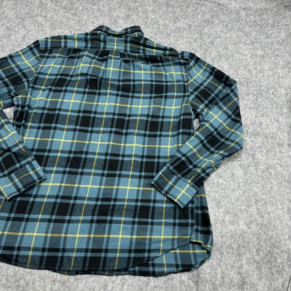Banana Republic Shirt Mens L Blue Plaid Flannel Long Sleeve Button Casual Fall